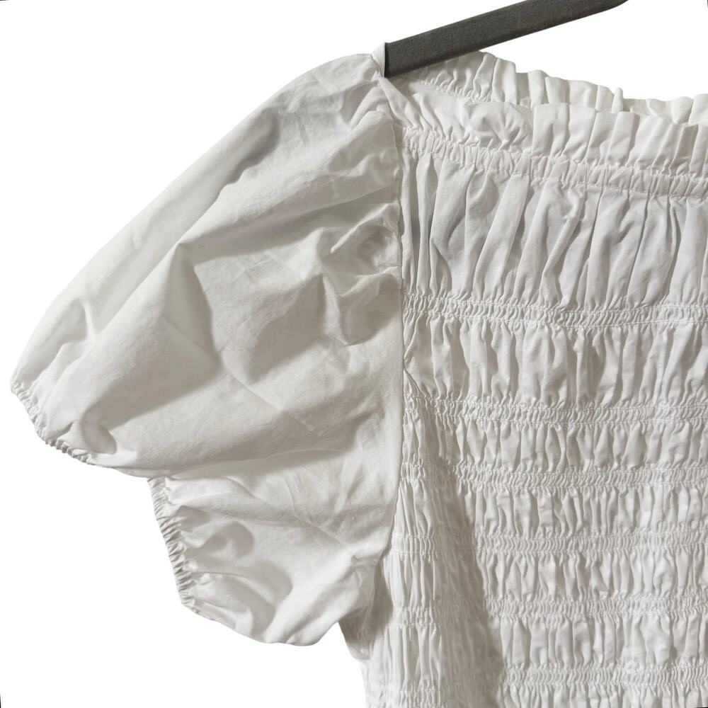 DOEN Rizzo Smocked Mini Dress in "Salt" White Cream Size Small - Picture 7 of 10